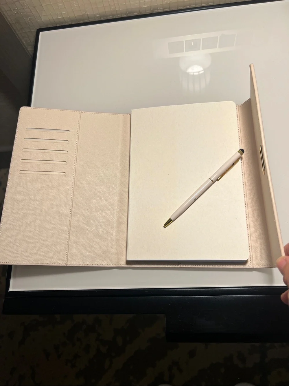 Leatherette folio and matching stylus pen from the JW Marriott Clearwater Beach
